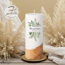 Taufkerze Holzelement Docht Greenery Ø8 x 20 cm