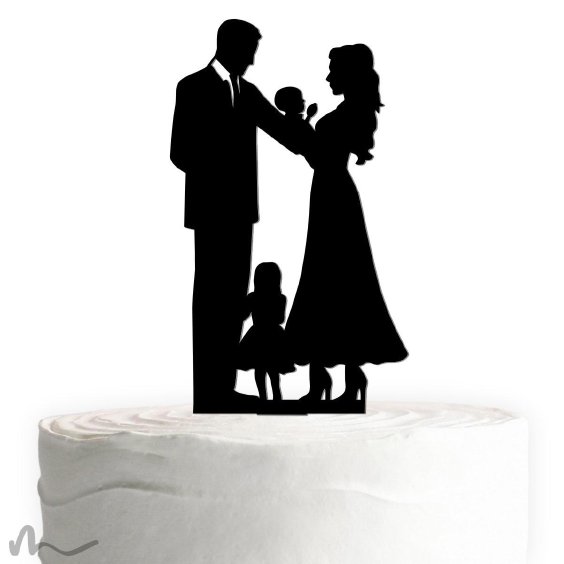 Cake Topper Familie Mädchen Schwarz