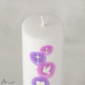 Kommunionkerze Holzelement Docht Mädchentraum Ø6 x 25 cm