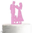 Cake Topper Familie Mädchen Pink Glitzer