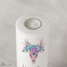 Hochzeitskerze Holzelement Jagdschloss Ø9 x 25 cm