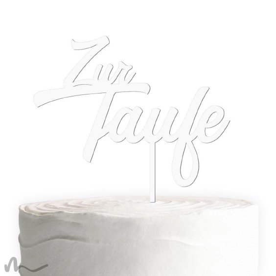 Cake Topper Zur Taufe zweizeilig Weiss