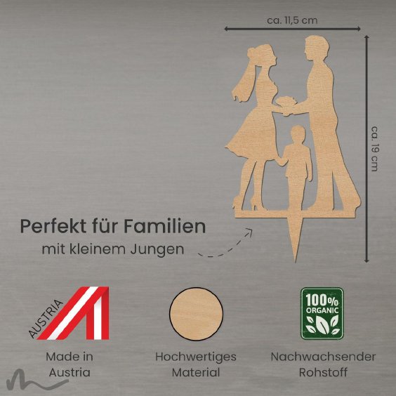 Cake Topper Kleine Familie Junge Holz