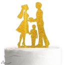 Cake Topper Kleine Familie Junge Gold Glitzer