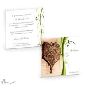 Hochzeitseinladung Ametrin Holzherz 14.5 x 14.5 cm Doppelseitig
