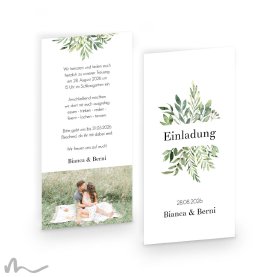 Hochzeitseinladung Greenery 10 x 21 cm Doppelseitig