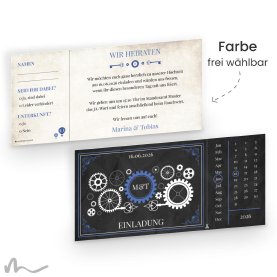 Hochzeitseinladung Steampunk 21 x 10 cm Doppelseitig