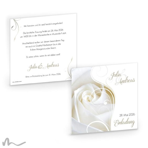Hochzeitseinladung Imago Rose 14.5 x 14.5 cm Doppelseitig