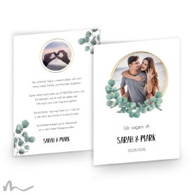 Hochzeitseinladung Eukalyptus 15 x 21 cm Doppelseitig