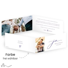 Hochzeitseinladung Ja 21 x 10 cm Klappkarte