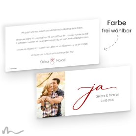 Hochzeitseinladung Ja 21 x 10 cm Doppelseitig
