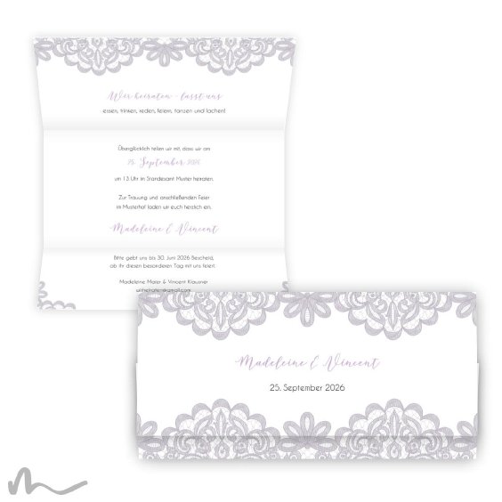 Hochzeitseinladung Einsame Spitze 21.5 x 10.5  cm Wickelfalz
