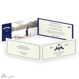 Hochzeitseinladung Hafen der Ehe 21 x 10 cm Klappkarte