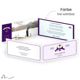 Hochzeitseinladung Hafen der Ehe 21 x 10 cm Klappkarte