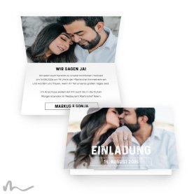 Hochzeitseinladung Schlicht Schön 15 x 10 cm Vertikalklappkarte