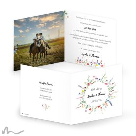 Hochzeitseinladung Wiesenblumen 14.5 x 14.5 cm Klappkarte