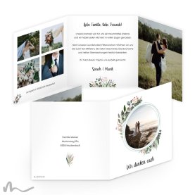 Dankeskarte Hochzeit Blätterprint 14.5 x 14.5 Wickelfalz