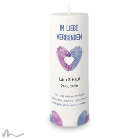 Hochzeitskerze Docht Fingerabdruck Herz Ø9 x 25 cm
