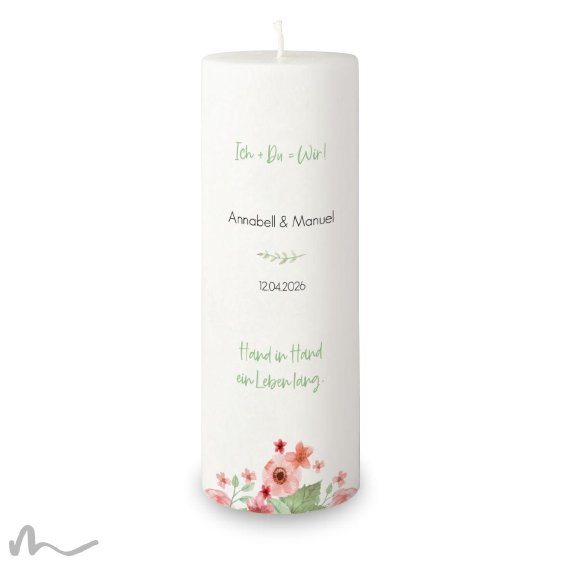 Hochzeitskerze Docht Total Floral Ø9 x 25 cm