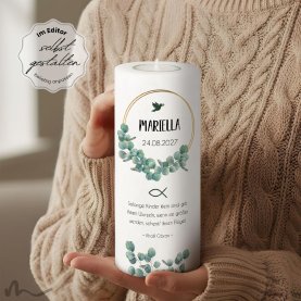 Taufkerze Eukalyptus Ø8 x 20 cm