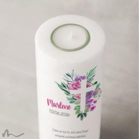 Taufkerze Florales Kreuz Ø8 x 20 cm