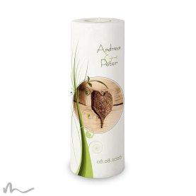 Hochzeitskerze Ametrin Holzherz Ø9 x 25 cm