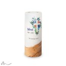 Trauerkerze Holzelement Florales Kreuz Blau Ø8 x 20 cm