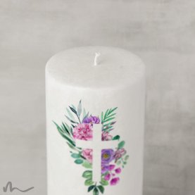 Hochzeitskerze Docht Florales Kreuz Ø9 x 25 cm