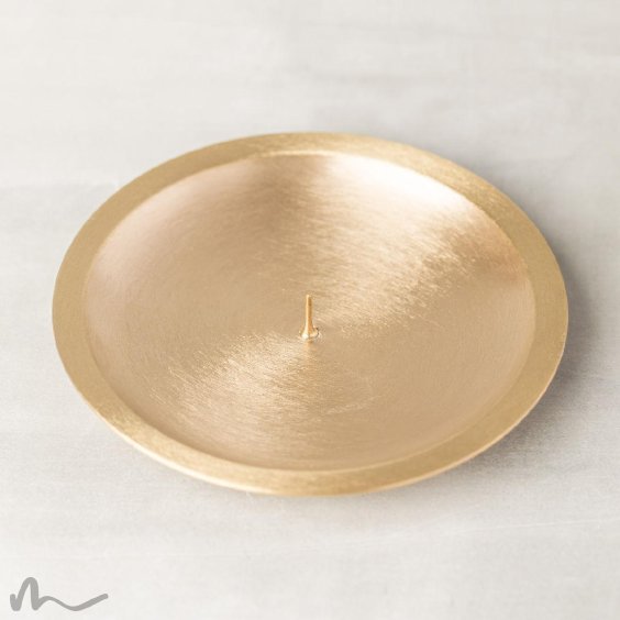 Kerzenteller Messing gebürstet mit Dorn gold Ø 13 cm