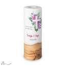 Hochzeitskerze Holzelement Florales Kreuz Ø9 x 25 cm