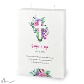 Hochzeitskerze Docht Florales Kreuz 17 x 25 cm