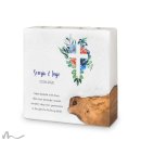 Hochzeitskerze Holzelement Florales Kreuz Blau 20 x 20 cm
