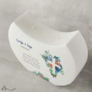 Hochzeitskerze Docht Florales Kreuz Blau Halbmond 24 x 19 cm