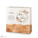 Hochzeitskerze breites Holzelement Glamourös 20 x 20 cm