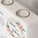 Hochzeitskerze breites Holzelement Glamourös 20 x 20 cm