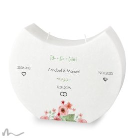 Hochzeitskerze Docht Total Floral Halbmond 24 x 19 cm
