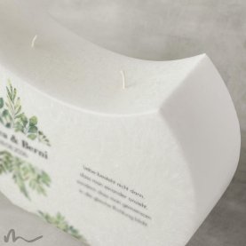Hochzeitskerze Docht Greenery Halbmond 24 x 19 cm