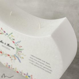 Hochzeitskerze Docht Wiesenblumen Halbmond 24 x 19 cm