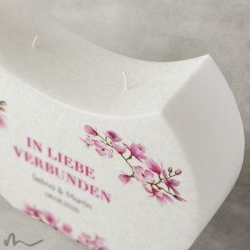 Hochzeitskerze Docht Magnolie Halbmond 24 x 19 cm