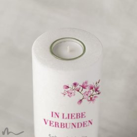 Hochzeitskerze Holzelement Magnolie Ø9 x 25 cm