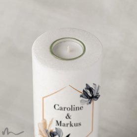 Hochzeitskerze Holzelement Zeitlos Elegant Ø9 x 25 cm