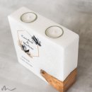 Hochzeitskerze Holzelement Zeitlos Elegant 20 x 20 cm