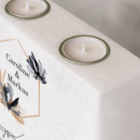 Hochzeitskerze Holzelement Zeitlos Elegant 20 x 20 cm