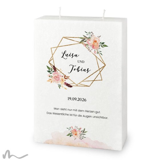Hochzeitskerze Docht Glamourös 17 x 25 cm