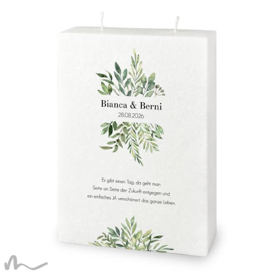 Hochzeitskerze Docht Greenery 17 x 25 cm