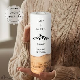 Hochzeitskerze Holzelement Bergleidenschaft Ø9 x 25 cm