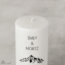Hochzeitskerze Holzelement Docht Bergleidenschaft Ø9 x 25 cm