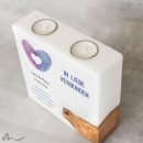 Hochzeitskerze Holzelement Fingerabdruck Herz 20 x 20 cm
