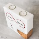 Hochzeitskerze Holzelement Infinity Heart 20 x 20 cm