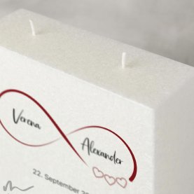 Hochzeitskerze Docht Infinity Heart 17 x 25 cm